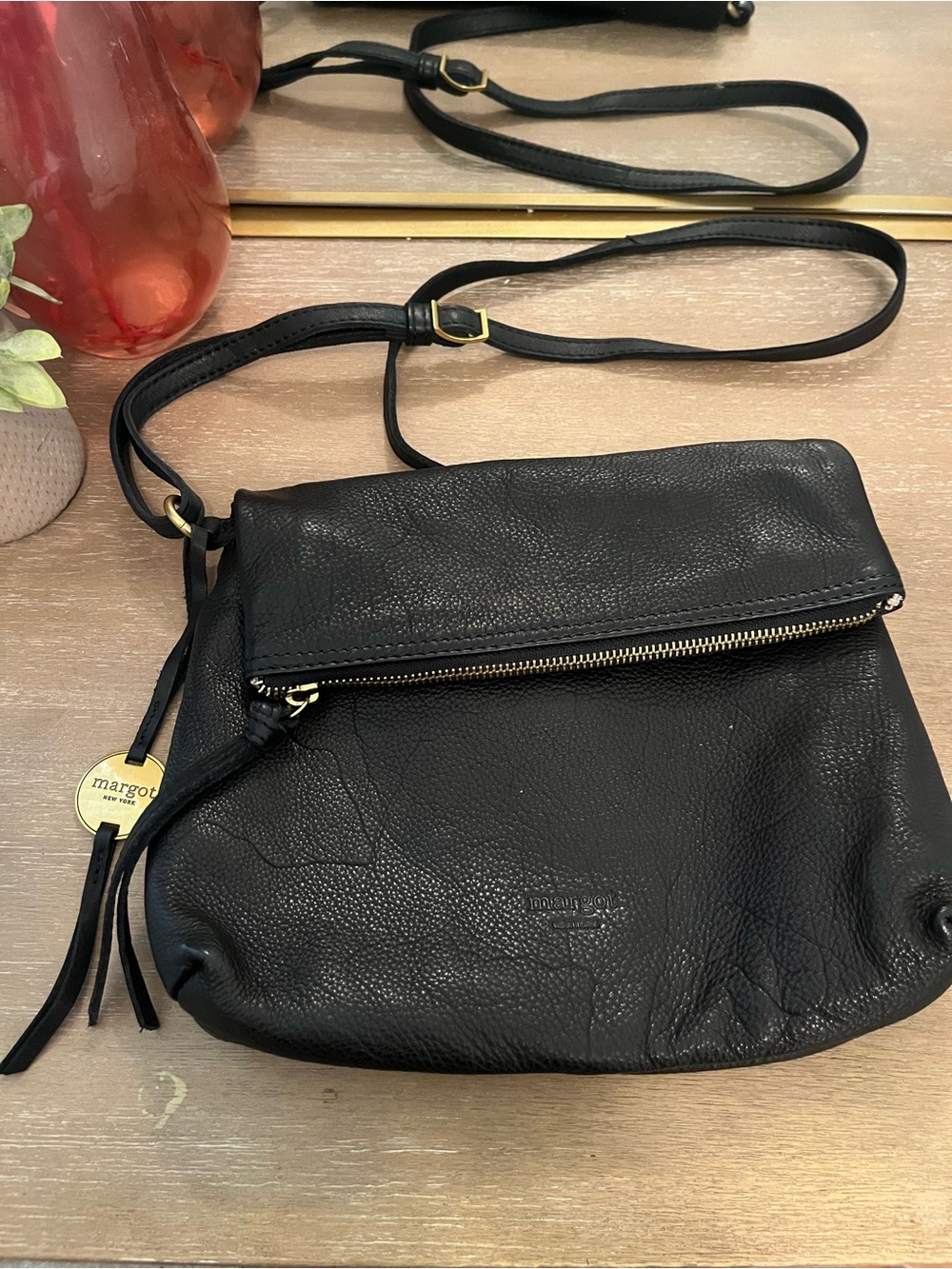 Margot New York Black Leather Crossbody Bag